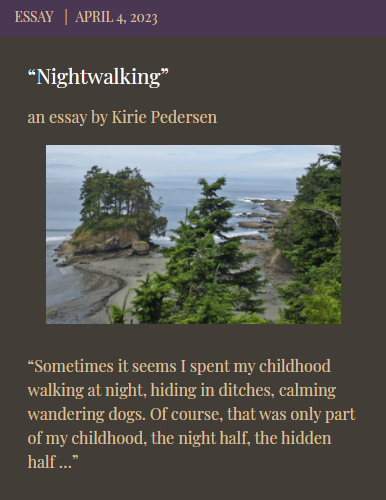 Nightwalking, an essay by Kirie Pedersen in On The Seawall